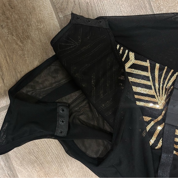 Black Fuchsia Secret Lace Womens Sequin Panel Bodysuit Size Large Art Deco New - Picture 11 of 12